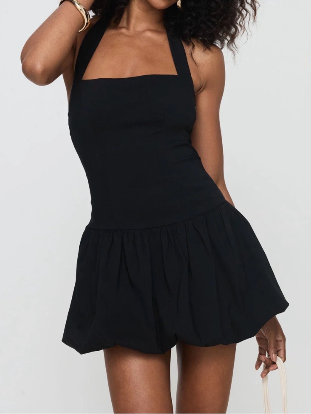Princess Polly Gigli Bubble Hem Mini Dress Black Size 0 NWT